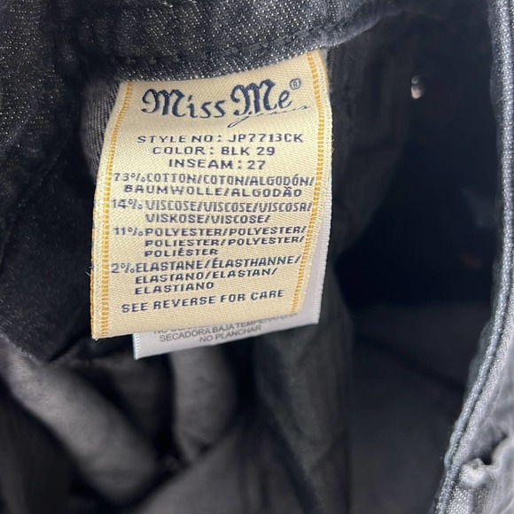 MISS ME Signature Cuffed Skinny Black Embellished & Embroidered Jeans Womens 29 - Picture 9 of 14